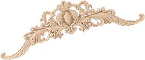 Long Wood Appliques DIY Wooden Carved Onlays for Bed Door Cabinet Wardrobe Furniture Decoration (1PC, 30x8cm/11.8"x3.2")