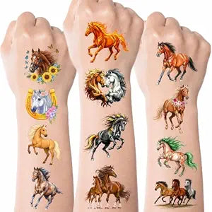 96 PCS Horse Pre-Cut Temporary Tattoos for Kids