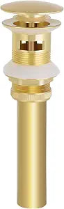 Bathroom Sink Drain Stopper, Pop Up Drain Vessel Sink Assembly with Overflow, Brushed Gold