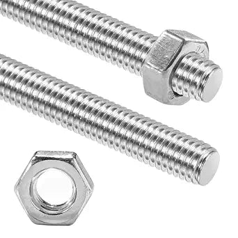2 Pack 1/4"-20 304 Stainless Steel Fully All Threaded Rod Studs 10" Length