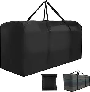 68" Extra Large Waterproof Outdoor Cushion Storage Bag, Heavy Duty Patio Furniture Cover with Zipper & Handles for Chair Cushions, Christmas Tree Storage, Pool Decor & Moving, Black/Beige (Black)