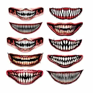 10PCS Scary Mouth Temporary Tattoos for Adults Teens Party Cosplay
