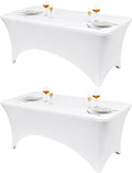 VidaFete Classic Series 140GSM Spandex Tablecloth 2Pcs, 6ft, White