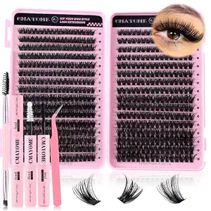 Lash Clusters Kit 640Pcs Volume Fluffy Eyelash Cluster 80D+100D Individual False Eyelashes DIY Lash Extension Set (9ï¿½ï¿½ï¿½16 mm including Lash Bond & Seal, Brush and Twe