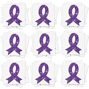 20 Sheets 240 Pcs Purple Ribbon Glitter Tattoos for Women Man