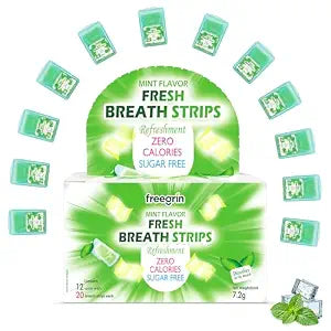 Breath Strips Fresh Mint Flavor,Individual Packs 12��20-Strip Packs,Portable Pocket-Sized Oral Care Mouth Freshener,Sugar Free
