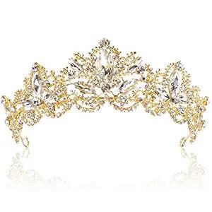Gold Tiara Wedding Tiaras and Crowns for Women,Rhinestone Queen Women Princess Crown Birthday Headbands Prom Bridal Party Halloween Costume Christmas Gifts