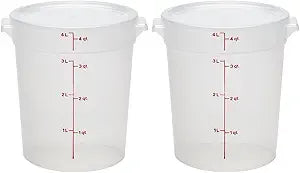 Cambro Food Storage Containers with Lids (BPA-Free) - 4 Quart - Food Grade Buckets with Lids (2 Pack) - For Dough Proofing and Brining (Translucent)