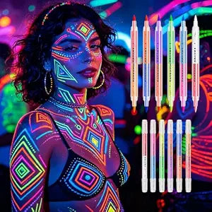 6PC 12 Colors Glow in the Dark Face & Body Paint, UV Neon