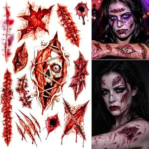 Halloween Bloody Scar Temporary Tattoos ï¿½ï¿½ï¿½ Zombie Make