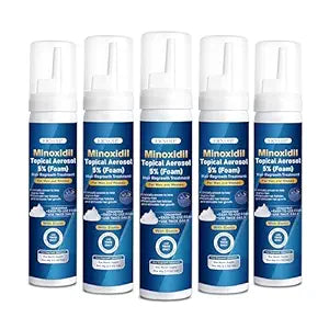 5% Minoxidil Foam 5 PCS for Men - Infused with Biotin, Hair Regrowth Treatment for Longer, Fuller Hair and Beard (5-6 Month Supply)