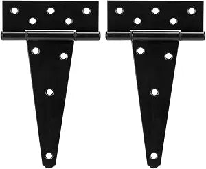 HILLMASTER 8 Inch T-Strap Heavy Duty Shed Door Hinges Gate Strap Hinges Black Tee Hinge Wrought Hardware for Wooden Fences,Yard,Barn Door,Rustproof (2 Pack)