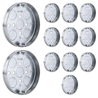 4 Inch Shallow Electrical Box, 1/2-Inch Deep 1/2-Inch Bottom Knockouts Galvanized Steel Round Ceiling Pancake Box, 12 Pack