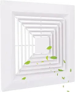 Bathroom Exhaust Fan Cover with Spring Replacement Parts for Square Ceiling or Wall-Mount Exhaust Fan, Bathroom Ceiling Fan Grille, Ceiling Air Diffuser, Diverter Ventilation Hood (9 X 9 inches)