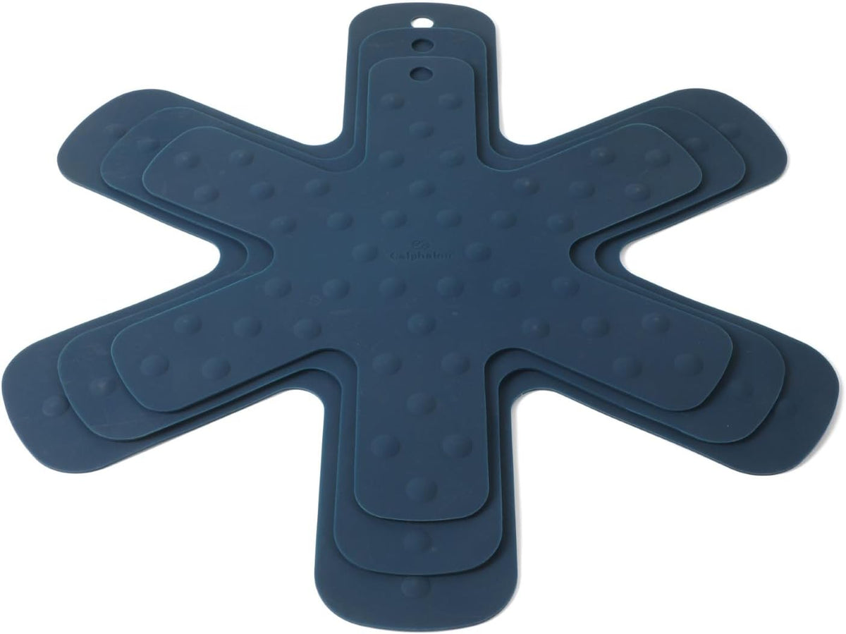 Calphalon Prime Trivet Set, 3-Piece Silicone Trivets, Pan Protectors, High-Heat Resistant Non-Slip Cookware Protectors for Countertop Protection and Cookware Stacking, Navy