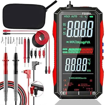 2026 Upgraded FS899L Digital Multimeter, Color Screen, USB-C with 20pcs Silicone Multimeter Test Leads Kit, Rechargeable, Auto-Ranging, 6000 Counts True RMS AC/DC Voltage, NCV, Capacitance Tester.