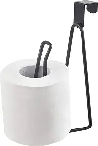 INIUNIK Over The Tank Toilet Paper Holder Stand, Metal Toilet Tissue Roll Holder Dispenser Reserve for Bathroom Storage and Organization- Black