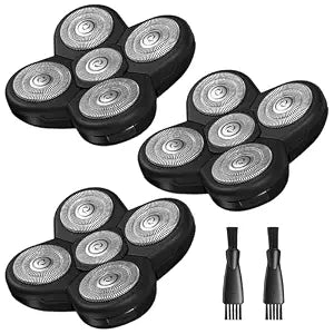 3-Pack Replacement Blades for Bald Men's Electric Head Shaver - Quick Install & Clean, Durable Stainless-Steel Blades - Wet & Dry, Close & Bump-Free Shave for Head, Face & Body