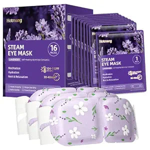 16 Pack Self Heating Steam Eye Mask - Disposable Warming Eye Mask for Dry Eyes, Travel & Sleep Essential, Soothing Relief for Eye Fatigue, Ideal Spa Gift (Lavender)