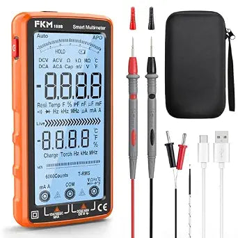 FKM Rechargeable Digital Multimeter Tester Auto-Ranging TRMS 6000 Counts