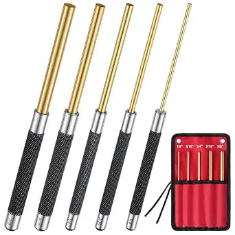 5 Pcs Brass Punch Set, 8'' Long, 5 Size, with Pouch