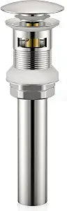 BOTEMY Bathroom Sink Drain with Overflow-Big Cap Pop up Drain, Anti-Clogging Vessel Sink Stopper Fit for 1.6"-1.9" Drain Opening, Rustproof Brass and 304 Stainless SteelBrushed Nickel