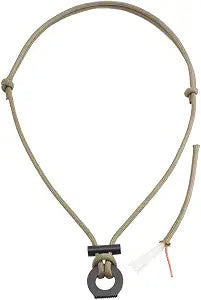 PSKOOK Fire Starter Necklace, Survival Paracord Necklace with Flint and Steel, Bushcraft Necklace for Camping, Hiking and Backpacking