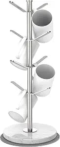 Silver Marble Mug Holder Tree with 28 Adjustable Hooks