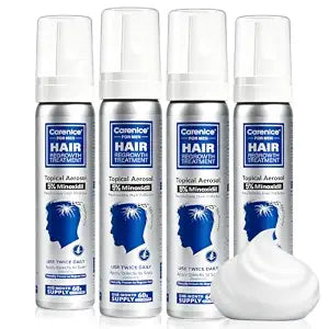Men's 5% Topical Minoxidil Aerosol Foam Unscented, Biotin Infused Hair Beard Growth Treatment for Thicker Fuller Hair, Comparable to Rogaine Active Ingredient, 8.44oz 4 Month Supply