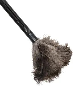 Retractable Feather Duster 8-14 in Adjustable - Natural Ostrich Feather Duster for Cleaning Ceiling Fans, Blinds, Plantation Shutters, Walls & Furniture - Quality Checked in USA - 1 Pack