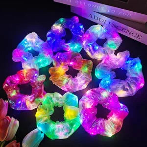 8 PCS Light Up Scrunchies, 3 Glow Modes Hair Accessories for Parties