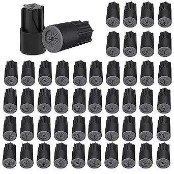 50PCS Waterproof Wire Electrical Connectors, Outdoor Seal Electrical Twist Nuts Caps Cable Terminal Connector for Landscape Light, Irrigation Valves, Wet Location Installation, 22AWG-14AWG, Black