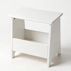 King Oasis Small Storage Stool with Flat Top, 15.7" Modern (White)