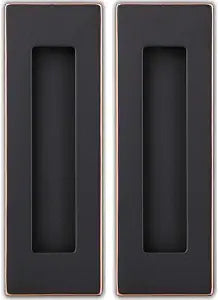 Flush Pull Handle (2 Pack) 6" Rectangular Plated Oil Rubbed Bronze, Free of Sharp Edge, for Sliding Pocket Barn Door or Cabinet