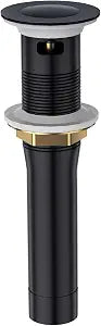 CREA Black Bathroom Drain Stopper, Pop Up Sink Drain with Overflow, Vessel Sink Drain Plug with Anti-Clogging Strainer, All Metal Stainless Steel