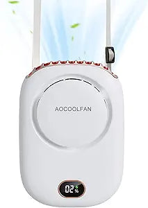 AOCOOLFAN Portable Neck Fan, Mini Small Personal Handheld Fan USB Rechargeable 3 Speed for Girls Boys Woman Eyelash Travel Home Office Outdoor (White)