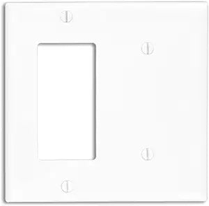 Leviton 2-Gang 1-Blank 1-Decora/GFCI Device Combination Wallplate, Standard Size, 80708-W, White