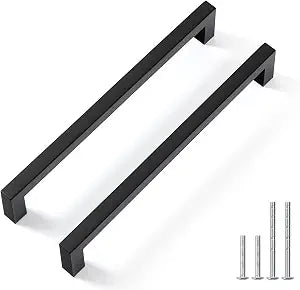 Goldenwarm 10 Pack 7-1/2 Inch Black Cabinet Handles Solid Cabinet Pulls