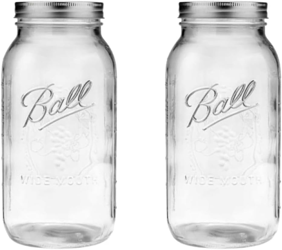 Ball Glass Mason Jar with Lids and Bands, Wide Mouth, 64 OZ (Pack of 2)
