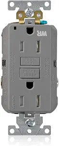Leviton Weather/Tamper-Resistant GFCI Receptacle, 15-Amp, G5262-WTG, Gray