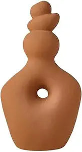 Elements 13.5 Inch Terracotta Twist Ceramic Stoneware Vase - Decorative Floor Vase for Home Decor, Living Room, Bedroom, and Kitchen - Unique Twisted Silhouette Accent Piece