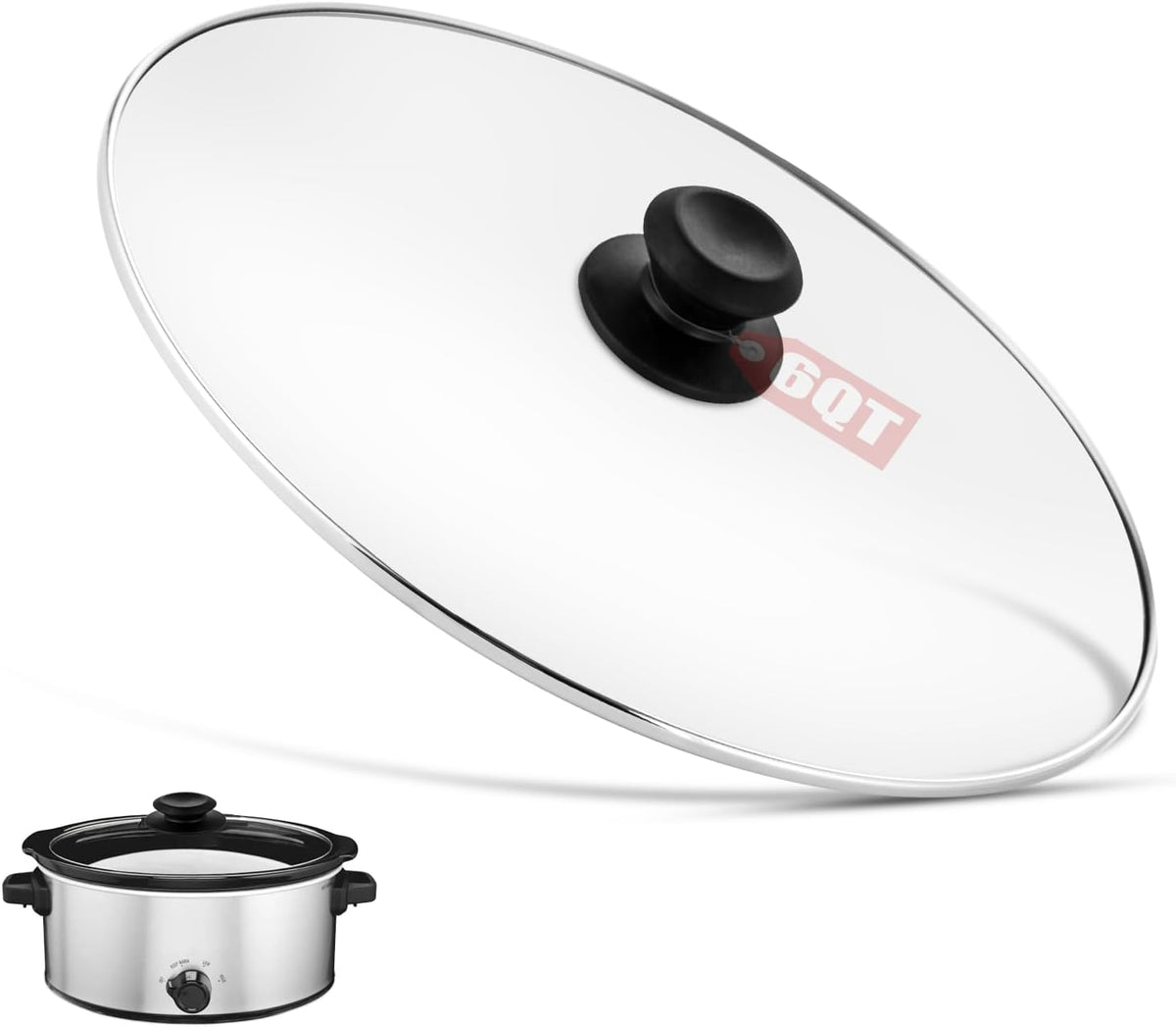 6 Quart Oval Glass Lid for Hamilton Beach 33665G Slow Cooker