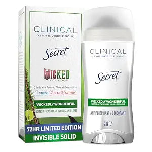 Secret Clinical Strength Antiperspirant Deodorant for Women, Wickedly Wonderful, 3X Sweat Protection, 72hr Sweat & Odor Protection, PH Balanced, Invisible Solid, Cashmere Woods & Lime Scent, 2.6 oz