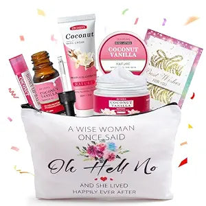 Gifts for Women, Birthday Gifts Friendship Gift for Women, Travel Size Coconut Vanilla Spa Gift for Her Mom Sister Friends, Unique Gift Set Ideas for Woman
