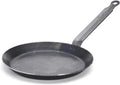 de Buyer Blue Carbon Steel Crepe & Tortilla Pan - 8'' Diameter, 6.25" Cooking Surface - Ideal for Making & Reheating Crepes, Tortillas & Pancakes - Naturally Non-Stick Finish - Made in France
