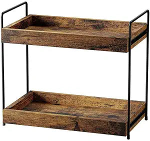 2-Tier Wood Bathroom Counter Organizer, Kitchen Spice Rack