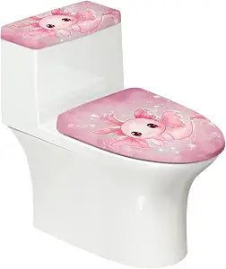 Generic Pink Axolotl Toilet Cover Seat Polyester Fabric Toilet Protector Cover Dustproof Elastic Edges Soft and Breathable Seat Covers Toilet Seat Cover Set Universal for Most Toilet Bowl Lids