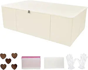 Wedding Dress Storage Box  Large Wedding Dress Preservation Box 94L with Acid-Free Tissue Paper, Cedar Wood Blocks, White Gloves & Dust Bag for Bridal Gown Preservation (Beige)