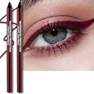2 PCS Burgundy Plum Eyeliner Pencil, Cream Gel Waterline Eyeliner Smooth Waterproof Smudge-Proof Lasting Bold High-Pigmented Matte Eye Liner Pen Eyeshadow Makeup for Women with Sharpener