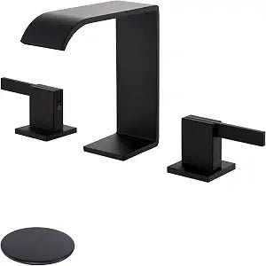 TRUSTMI Matte Black Bathroom Faucet 3 Hole 8" Widespread, Waterfall Spout